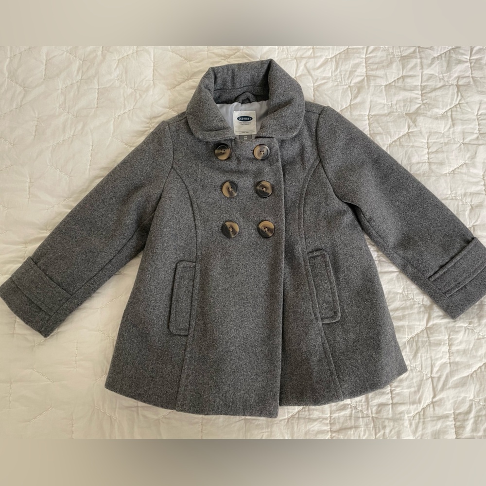 Toddler Girls Gray Pea Coat
